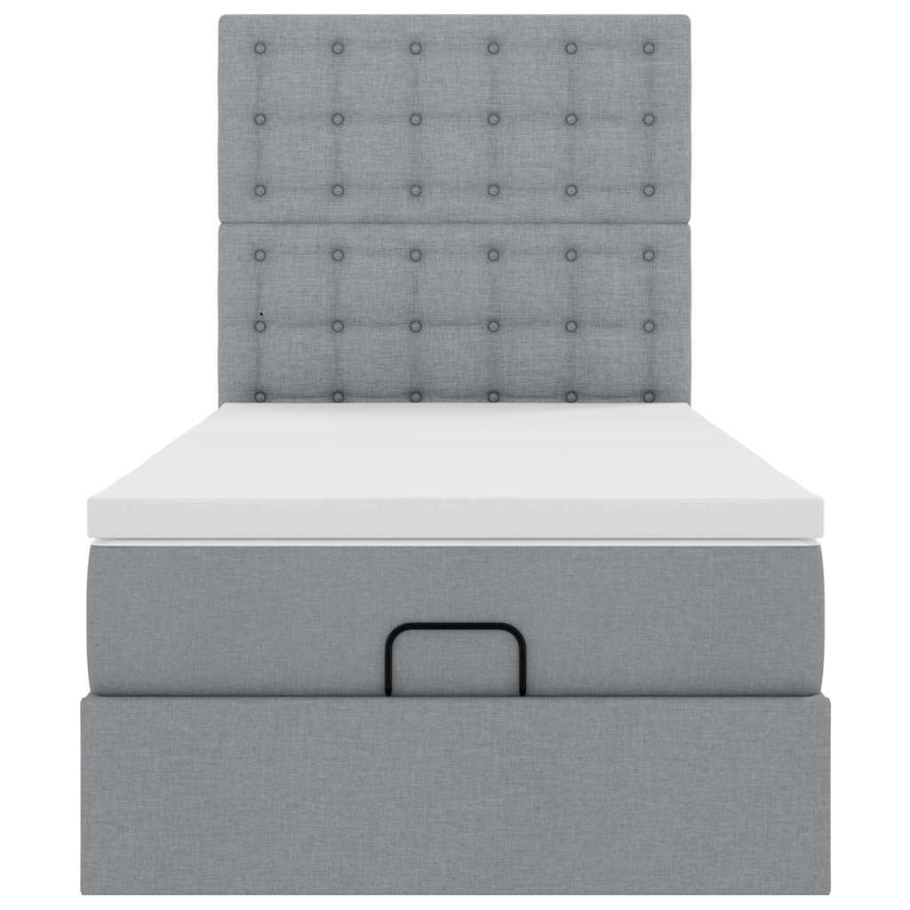 Οθωμανικό κρεβάτι με στρώμα & LEDs Ανοιχτό γκρι 90x200cm Ύφασμα - Pakobazaar