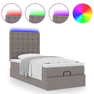 Οθωμανικό κρεβάτι με στρώμα & LEDs Taupe 100x200 cm Ύφασμα