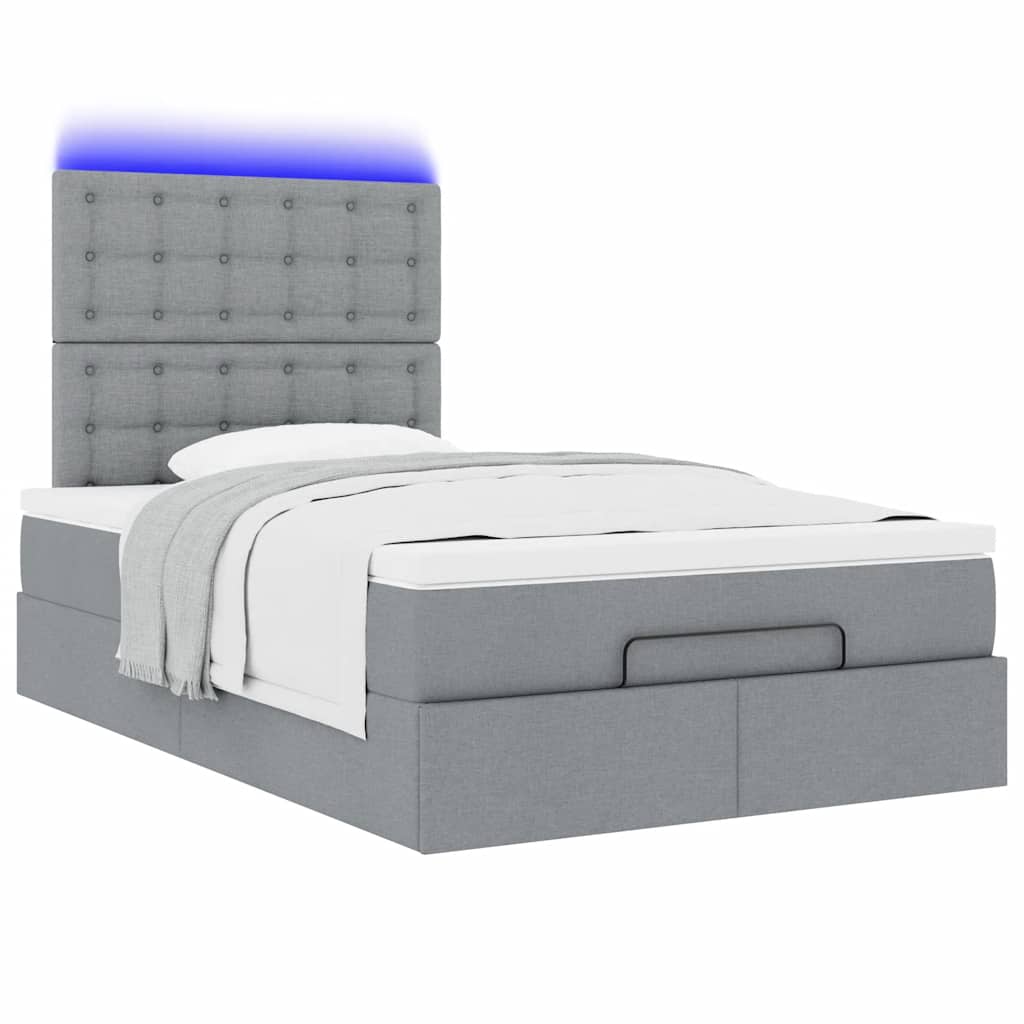 Οθωμανικό κρεβάτι με στρώμα & LEDs Ανοιχτό γκρι Ύφασμα - Pakobazaar