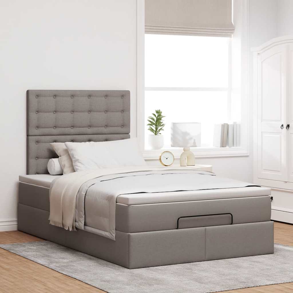 Οθωμανικό κρεβάτι με στρώμα & LEDs Taupe 120x190cm ύφασμα