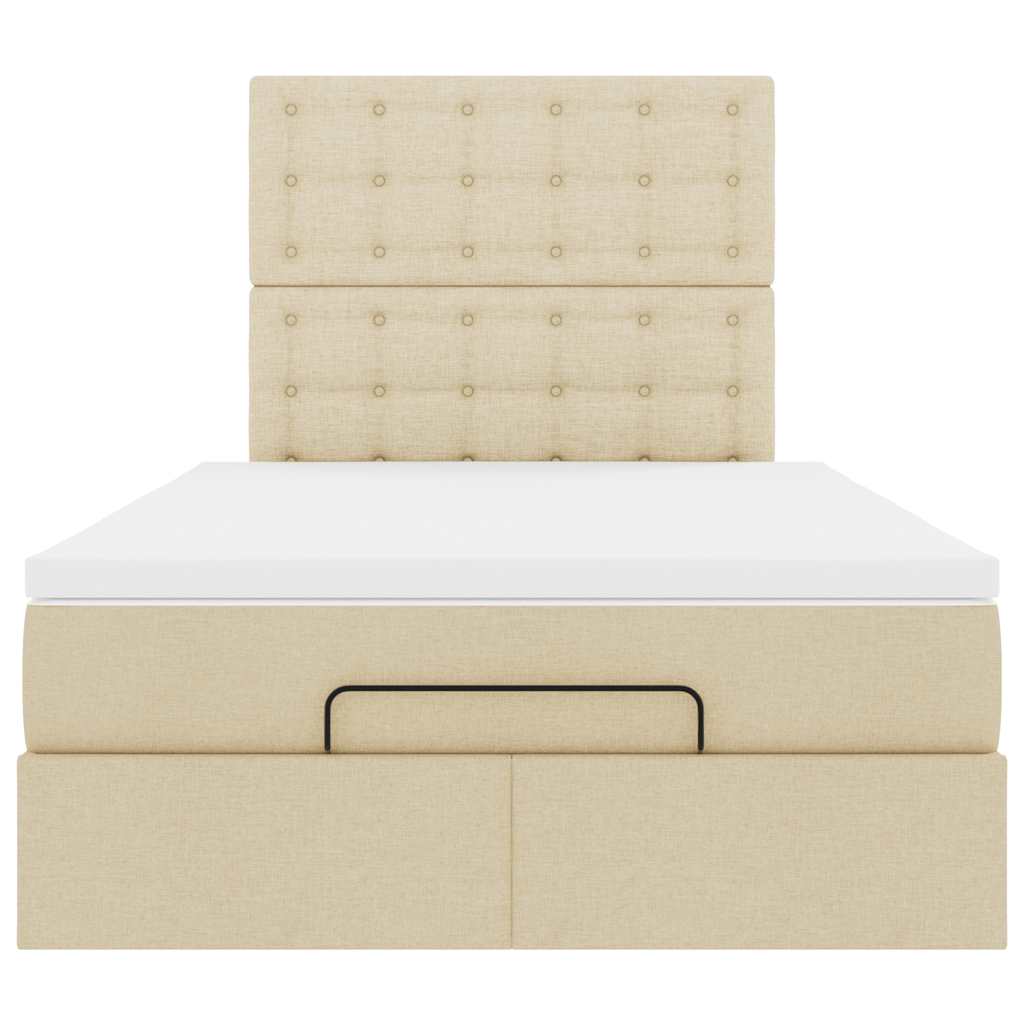 Οθωμανικό κρεβάτι με στρώμα & LEDs Cream 120x190cm ύφασμα