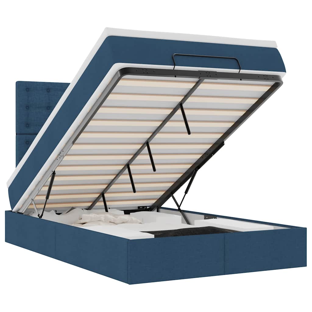 Οθωμανικό κρεβάτι με στρώμα & LEDs Μπλε 120x190cm ύφασμα