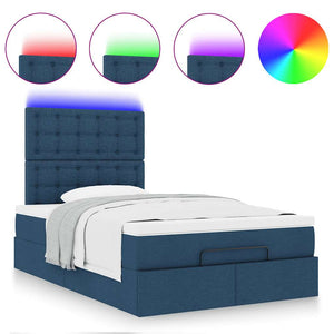Οθωμανικό κρεβάτι με στρώμα & LEDs Μπλε 120x190cm ύφασμα