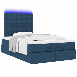 Οθωμανικό κρεβάτι με στρώμα & LEDs Μπλε 120x190cm ύφασμα