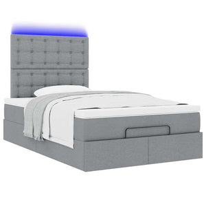 Οθωμανικό κρεβάτι με στρώμα & LEDs Ανοιχτό γκρι Ύφασμα - Pakobazaar
