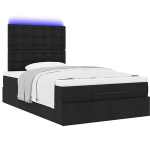 Οθωμανικό κρεβάτι με στρώμα & LEDs Μαύρο 120x200 cm Ύφασμα - Pakobazaar
