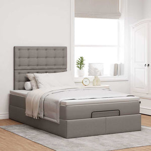 Οθωμανικό κρεβάτι με στρώμα & LEDs Taupe 120x200cm ύφασμα - Pakobazaar
