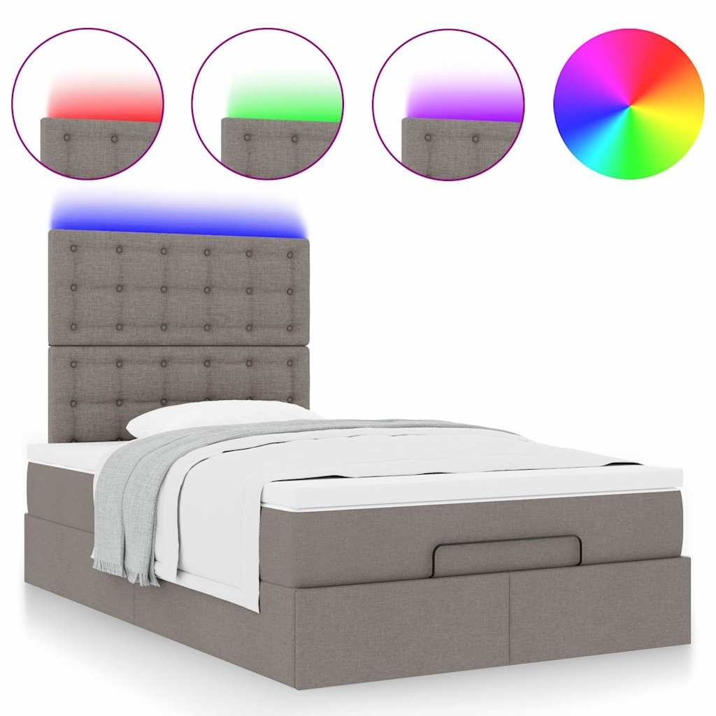 Οθωμανικό κρεβάτι με στρώμα & LEDs Taupe 120x200cm ύφασμα - Pakobazaar