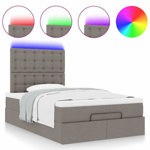 Οθωμανικό κρεβάτι με στρώμα & LEDs Taupe 120x200cm ύφασμα - Pakobazaar