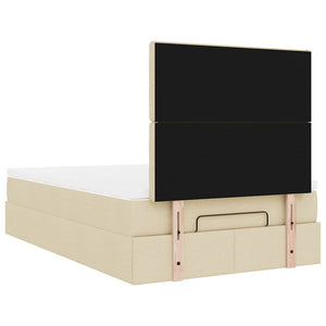Οθωμανικό κρεβάτι με στρώμα & LEDs Cream 120x200cm ύφασμα - Pakobazaar
