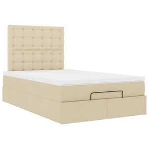 Οθωμανικό κρεβάτι με στρώμα & LEDs Cream 120x200cm ύφασμα - Pakobazaar