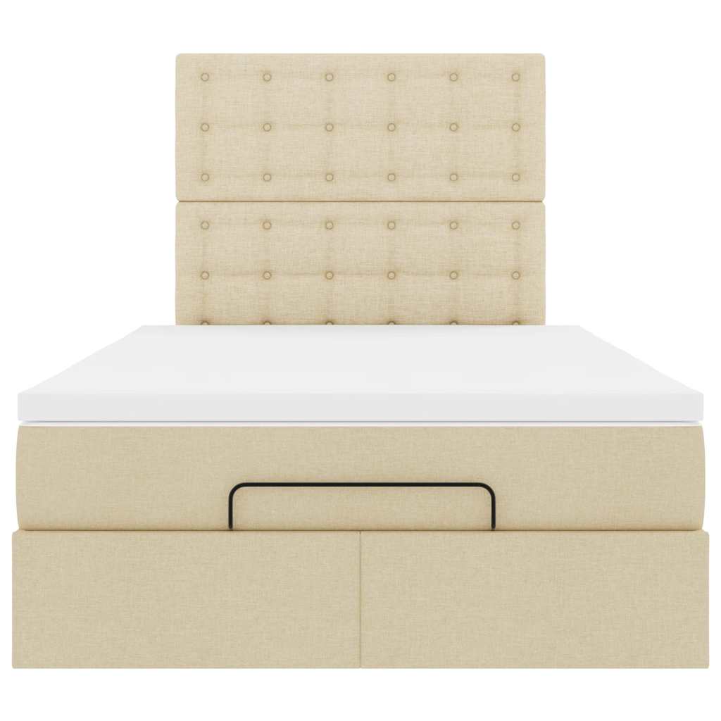 Οθωμανικό κρεβάτι με στρώμα & LEDs Cream 120x200cm ύφασμα - Pakobazaar