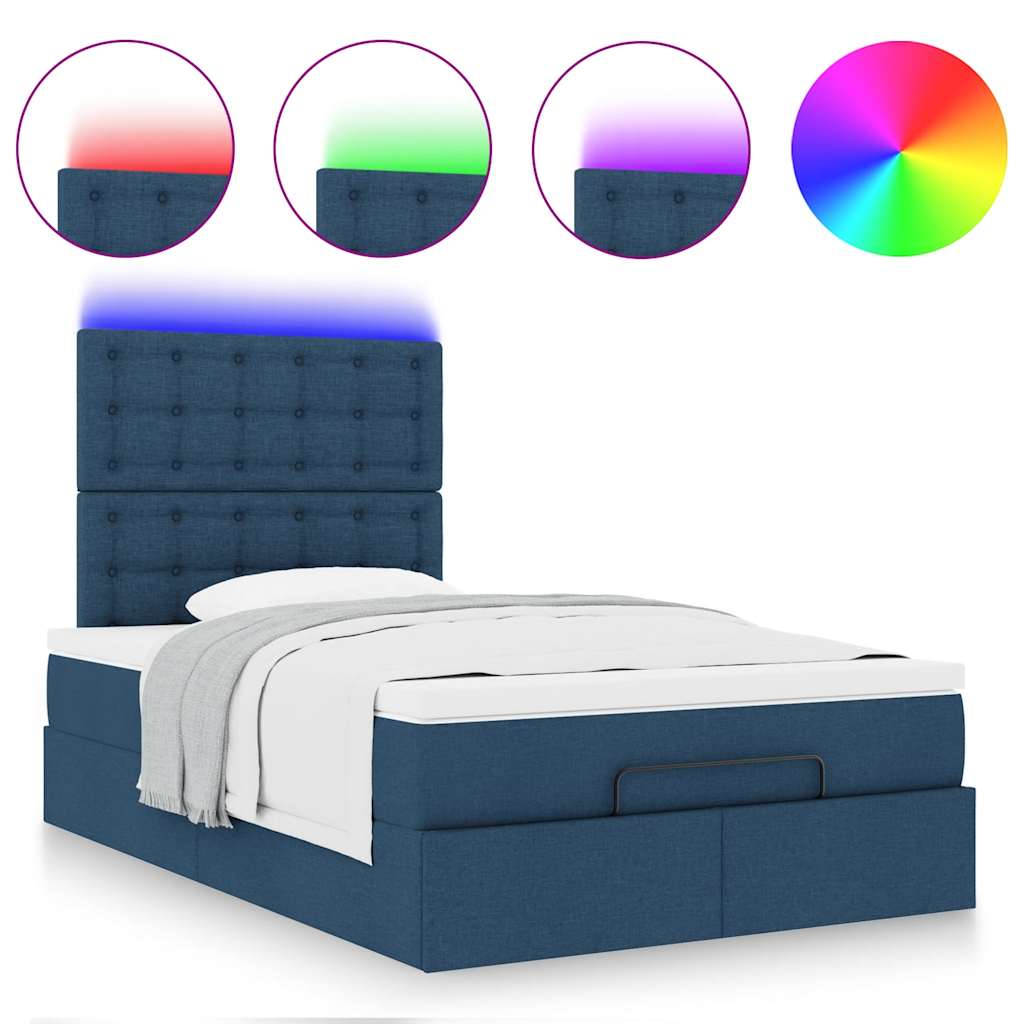 Οθωμανικό κρεβάτι με στρώμα & LEDs Μπλε 120x200 cm Ύφασμα - Pakobazaar