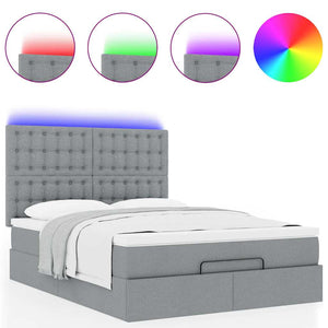 Οθωμανικό κρεβάτι με στρώμα&LEDs Ανοιχτό γκρι 140x190cm Ύφασμα - Pakobazaar