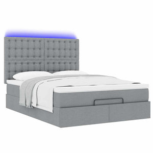 Οθωμανικό κρεβάτι με στρώμα&LEDs Ανοιχτό γκρι 140x190cm Ύφασμα - Pakobazaar