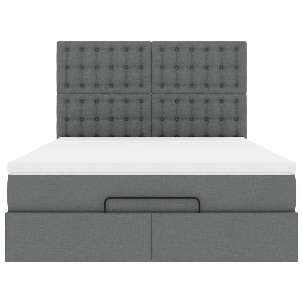 Οθωμανικό κρεβάτι με στρώμα & LEDs Σκούρο γκρι 140x190cm Ύφασμα - Pakobazaar