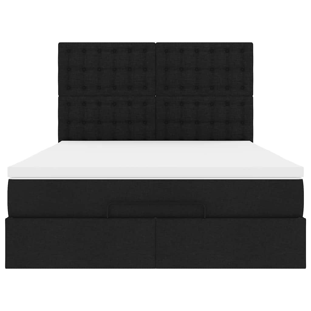 Οθωμανικό κρεβάτι με στρώμα & LEDs Μαύρο 140x190 cm Ύφασμα - Pakobazaar