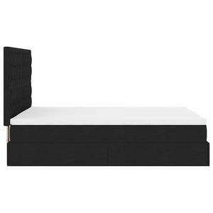 Οθωμανικό κρεβάτι με στρώμα & LEDs Μαύρο 140x190 cm Ύφασμα - Pakobazaar
