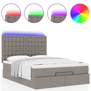 Οθωμανικό κρεβάτι με στρώμα & LEDs τεφρόχρουν χρώμα Ύφασμα