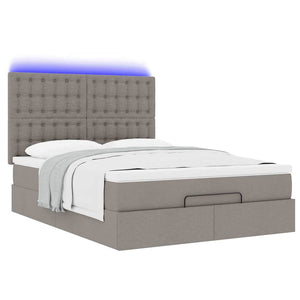 Οθωμανικό κρεβάτι με στρώμα & LEDs τεφρόχρουν χρώμα Ύφασμα