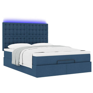Οθωμανικό κρεβάτι με στρώμα & LEDs Μπλε 140x190cm Ύφασμα - Pakobazaar