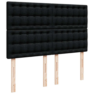 Οθωμανικό κρεβάτι με στρώμα & LEDs Μαύρο 140x200 cm Ύφασμα
