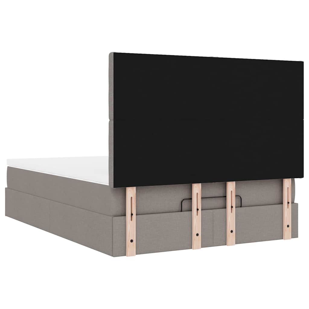 Οθωμανικό κρεβάτι με στρώμα & LEDs Taupe 140x200 cm Ύφασμα - Pakobazaar