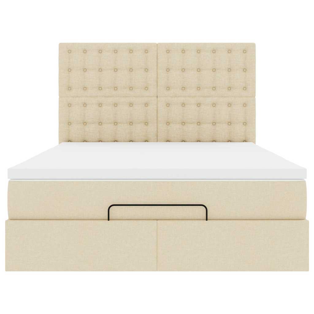 Οθωμανικό κρεβάτι με στρώμα & LEDs Cream 140x200 cm Ύφασμα - Pakobazaar