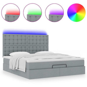 Οθωμανικό κρεβάτι με στρώμα&LEDs Ανοιχτό γκρι 160x200cm Ύφασμα - Pakobazaar