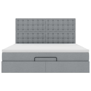 Οθωμανικό κρεβάτι με στρώμα&LEDs Ανοιχτό γκρι 160x200cm Ύφασμα - Pakobazaar