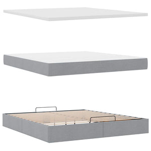 Οθωμανικό κρεβάτι με στρώμα&LEDs Ανοιχτό γκρι 160x200cm Ύφασμα - Pakobazaar
