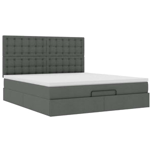 Οθωμανικό κρεβάτι με στρώμα & LEDs Σκούρο γκρι 160x200cm ύφασμα - Pakobazaar