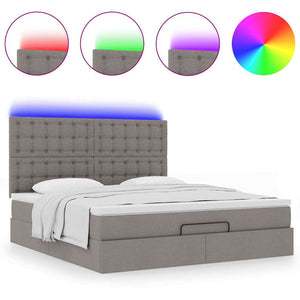 Οθωμανικό κρεβάτι με στρώμα & LEDs Taupe 160x200cm ύφασμα - Pakobazaar