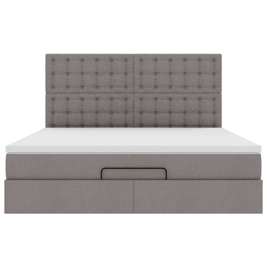 Οθωμανικό κρεβάτι με στρώμα & LEDs Taupe 160x200cm ύφασμα - Pakobazaar
