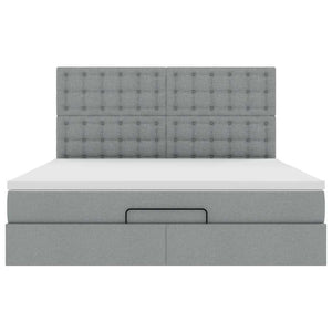 Οθωμανικό κρεβάτι με στρώμα&LEDs Ανοιχτό γκρι 180x200cm ύφασμα - Pakobazaar