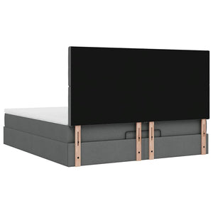 Οθωμανικό κρεβάτι με στρώμα & LEDs Σκούρο γκρι 180x200cm ύφασμα
