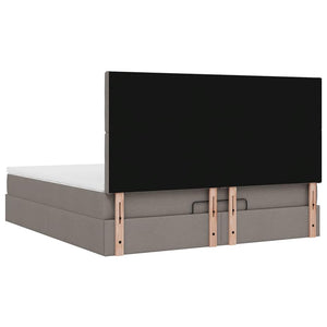 Οθωμανικό κρεβάτι με στρώμα & LEDs Taupe 180x200cm ύφασμα - Pakobazaar