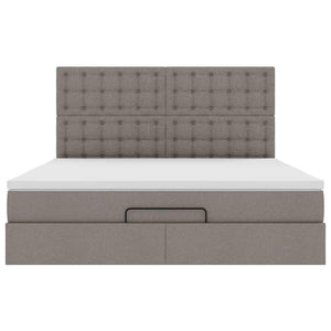Οθωμανικό κρεβάτι με στρώμα & LEDs Taupe 180x200cm ύφασμα - Pakobazaar
