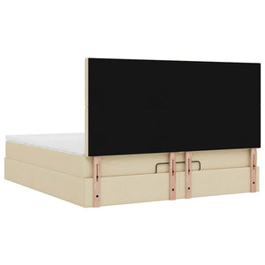 Οθωμανικό κρεβάτι με στρώμα & LEDs Cream 180x200cm ύφασμα - Pakobazaar