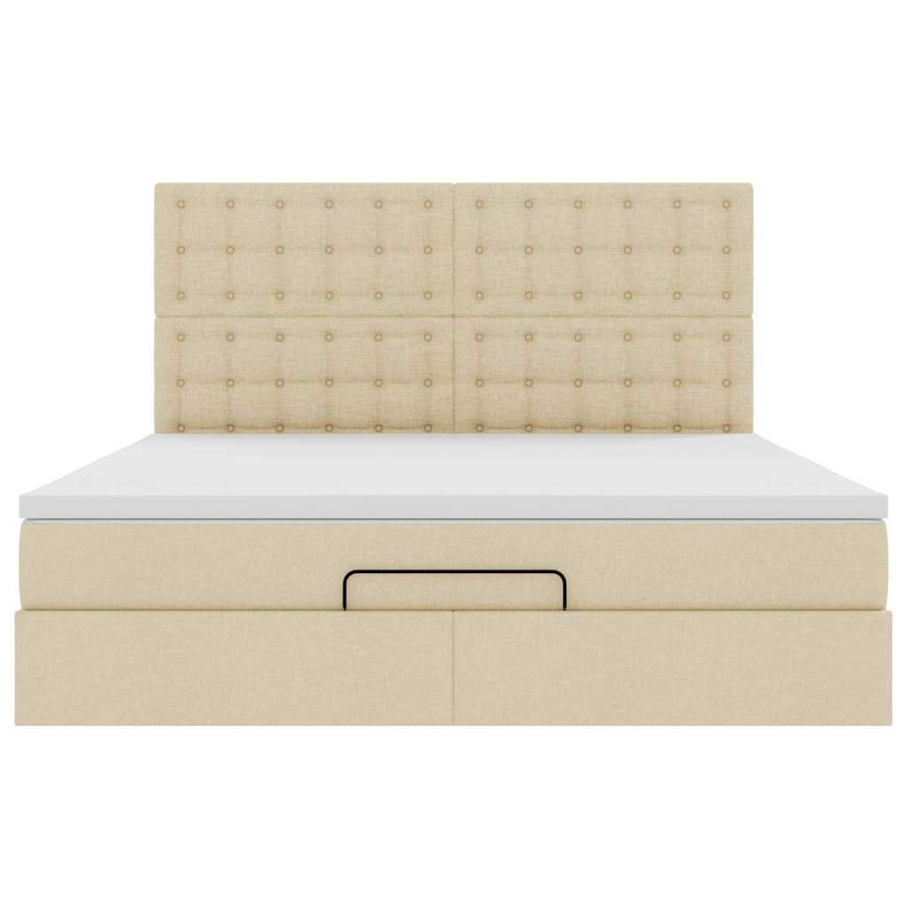 Οθωμανικό κρεβάτι με στρώμα & LEDs Cream 180x200cm ύφασμα - Pakobazaar