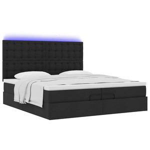 Οθωμανικό κρεβάτι με στρώματα & LEDs Μαύρο 200x200cm ύφασμα - Pakobazaar