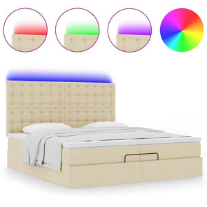 Οθωμανικό κρεβάτι με στρώματα & LEDs Κρέμα 200x200cm ύφασμα - Pakobazaar