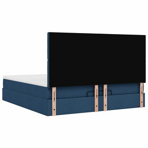 Οθωμανικό κρεβάτι με στρώματα & LEDs Μπλε 200x200cm ύφασμα