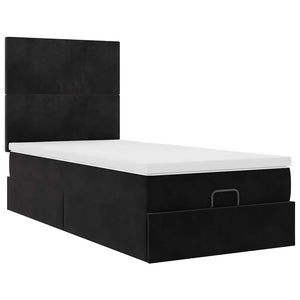 Οθωμανικό κρεβάτι με στρώματα & LEDs Μαύρο 90x190cm Velvet - Pakobazaar