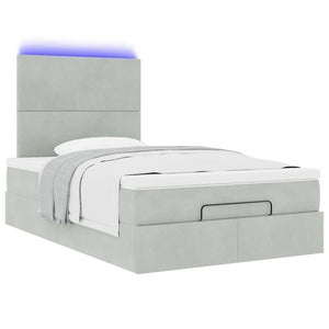 Οθωμανικό κρεβάτι με στρώματα & LEDs Ανοιχτό γκρι Βελούδο - Pakobazaar