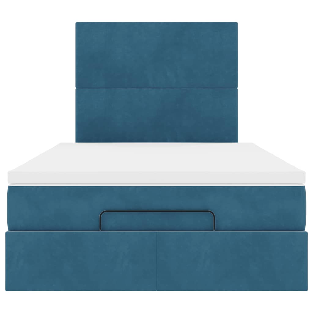 Οθωμανικό κρεβάτι με στρώματα & LEDs Σκούρο μπλε Βελούδο - Pakobazaar