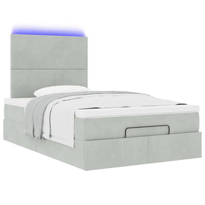 Οθωμανικό κρεβάτι με στρώματα & LEDs Ανοιχτό γκρι Βελούδο - Pakobazaar