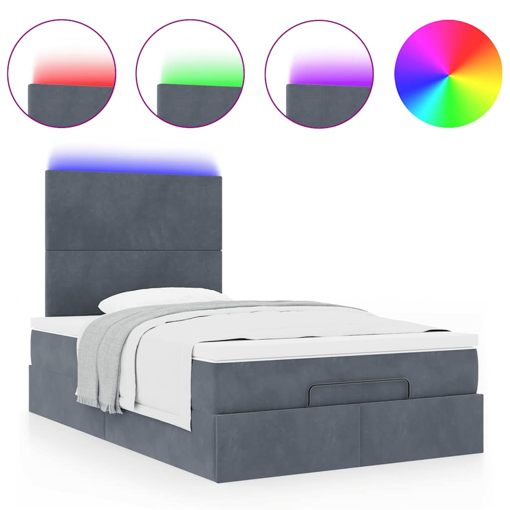 Οθωμανικό κρεβάτι με στρώματα & LEDs Σκούρο γκρι Velvet - Pakobazaar