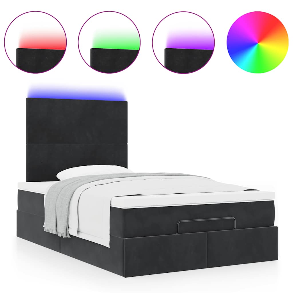 Οθωμανικό κρεβάτι με στρώματα & LEDs Μαύρο 120x200cm Velvet - Pakobazaar