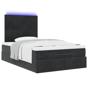 Οθωμανικό κρεβάτι με στρώματα & LEDs Μαύρο 120x200cm Velvet - Pakobazaar
